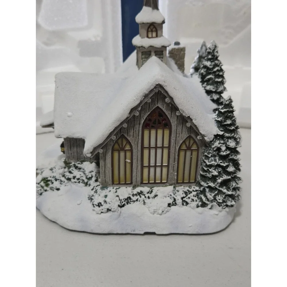 Thomas Kinkade Hawthorne Village Christmas Chapel Sculpture A4480 COA Lighted